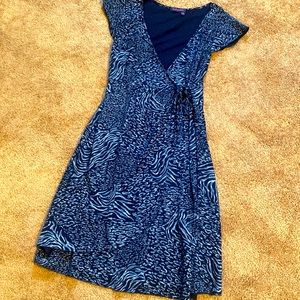 Fresh produce womens blu print wrap dress Sz small S